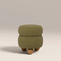 Hazel Pouffe | Moss Green Sustainable Mohair Velvet & Walnut