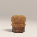 Neva Pouffe | Speckled Honey Sustainable Boucle & Walnut Burl Wood