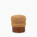 Neva Pouffe | Speckled Honey Sustainable Boucle & Walnut