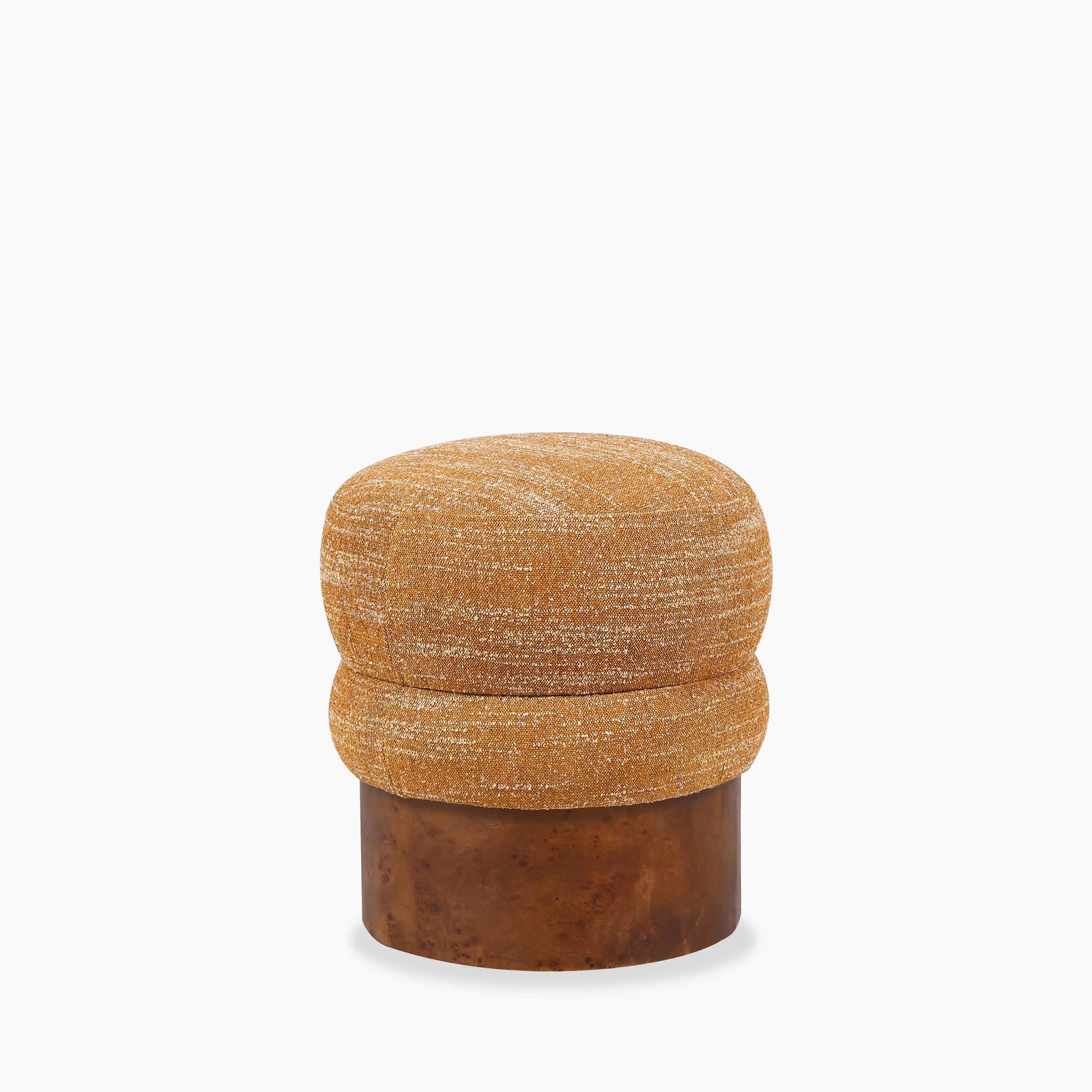 Neva Pouffe | Speckled Honey Sustainable Boucle & Walnut