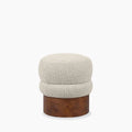 Neva Pouffe | Speckled Stone Sustainable Boucle & Walnut