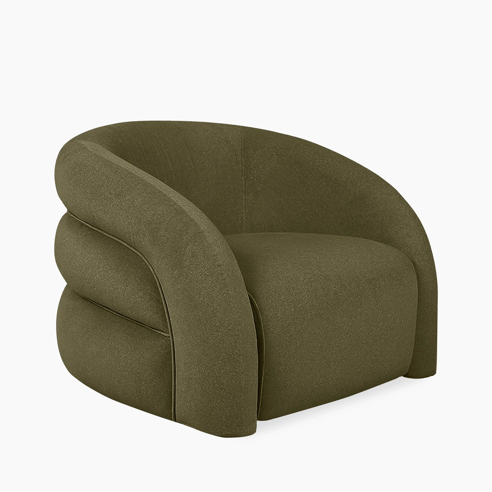 Chaplin Swivel Accent Chair | Moss Green Sustainable Mohair Velvet & Walnut
