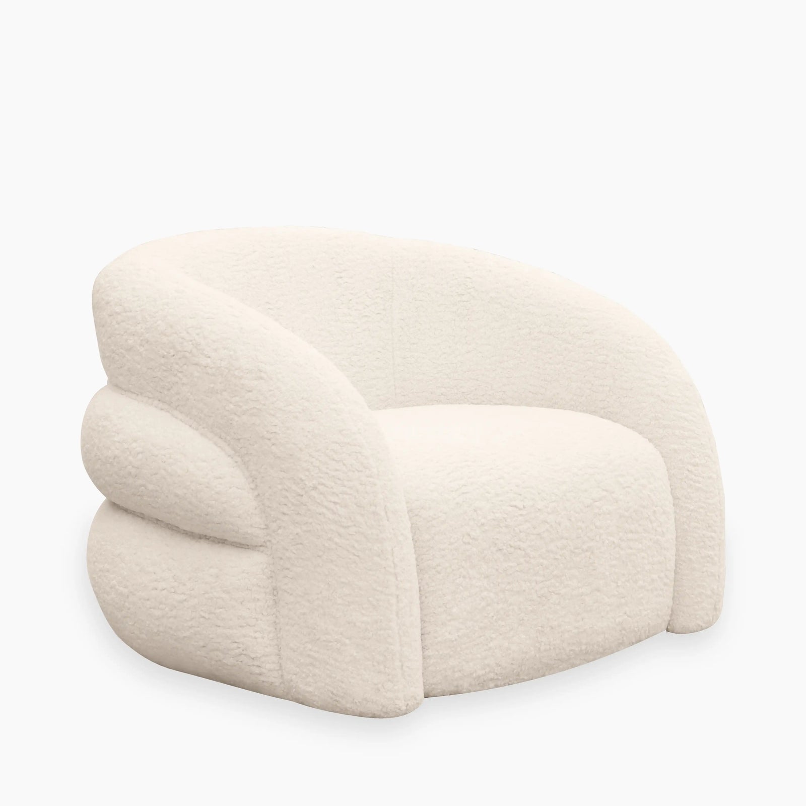 Chaplin Swivel Accent Chair | Ivory White Teddy Boucle