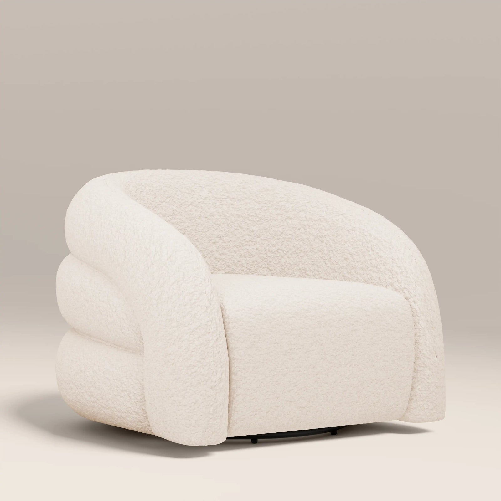 Chaplin Swivel Accent Chair | Ivory White Teddy Boucle