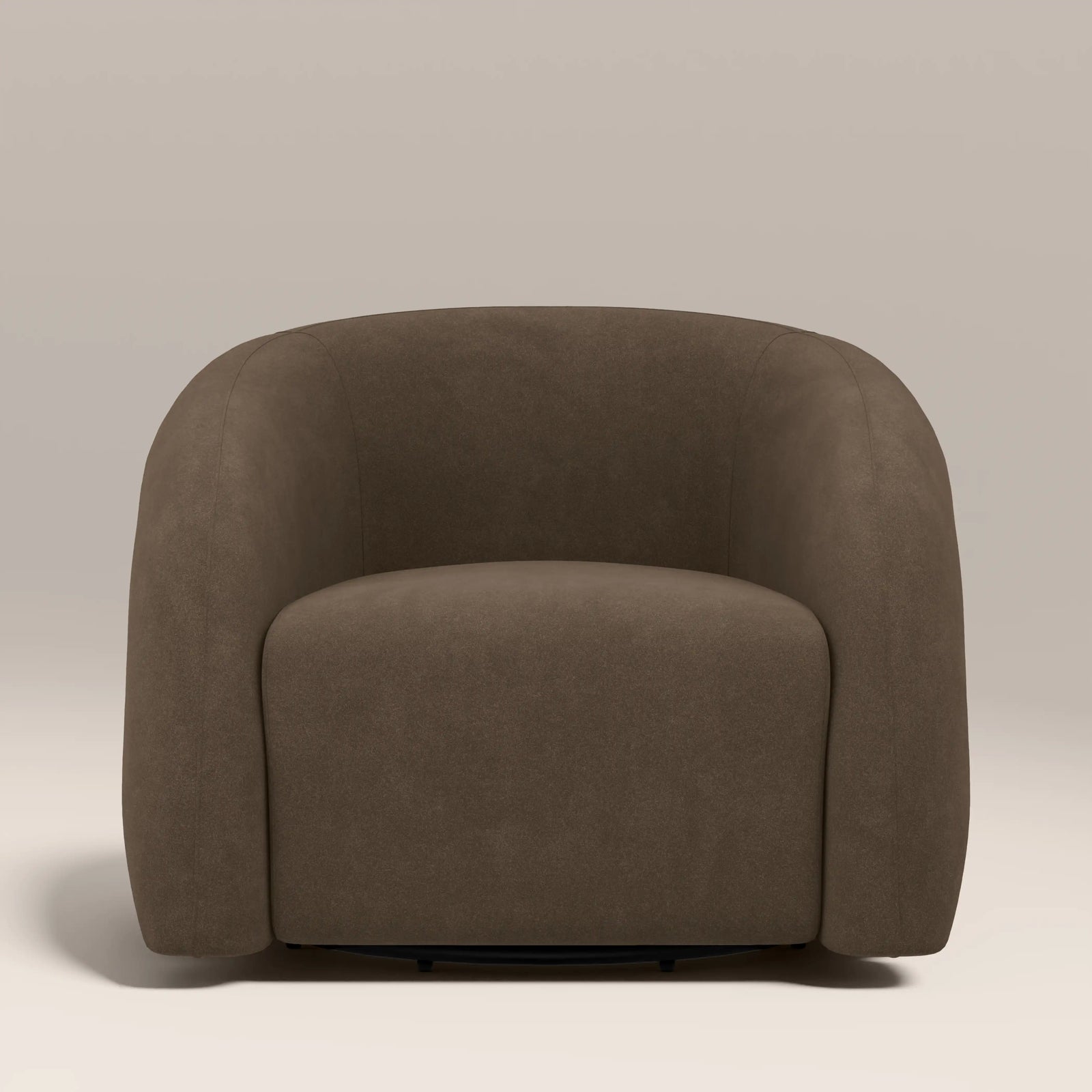 Chaplin Swivel Accent Chair | Truffle Brown Sustainable Mohair Velvet & Walnut