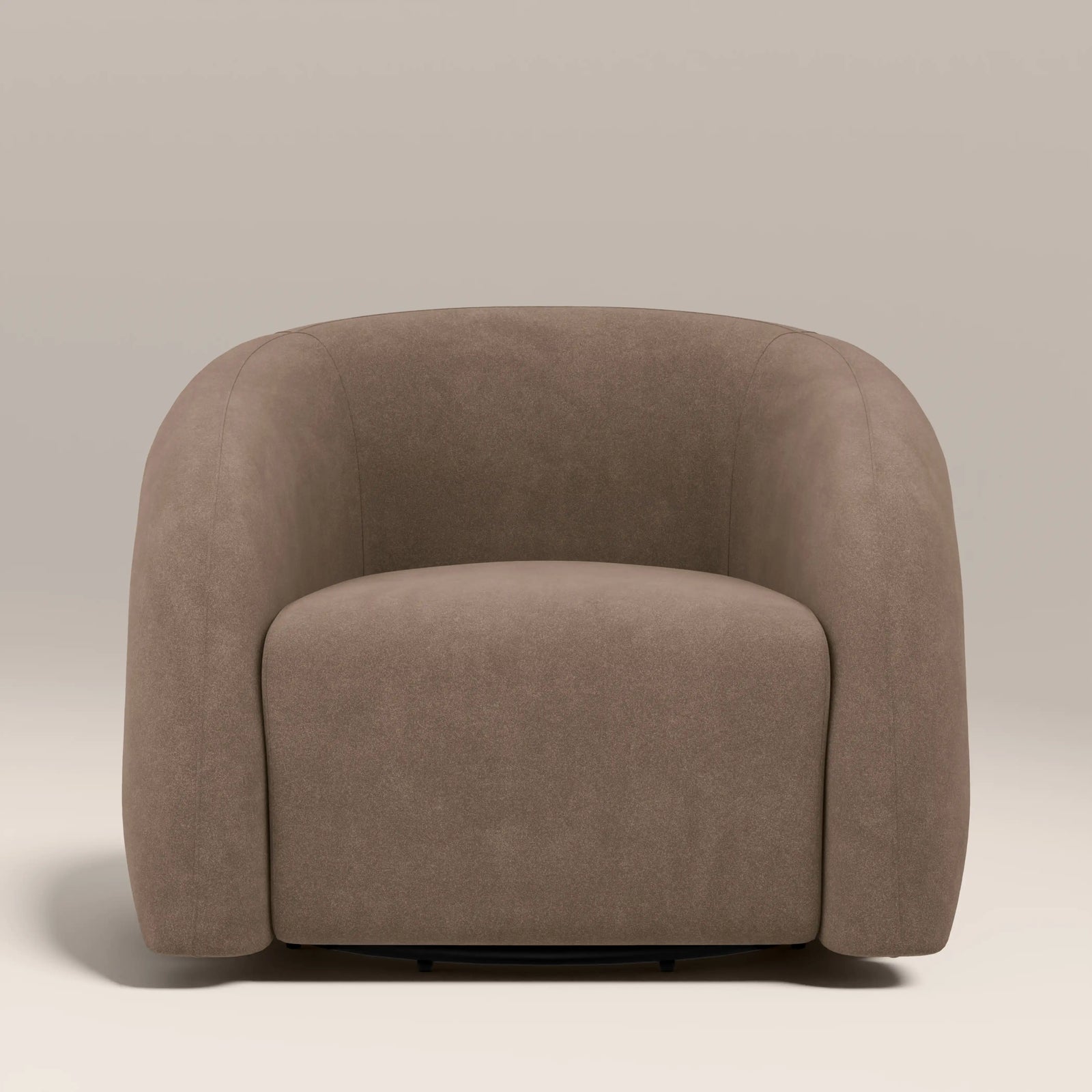 Chaplin Swivel Accent Chair | Truffle Brown Sustainable Mohair Velvet & Walnut