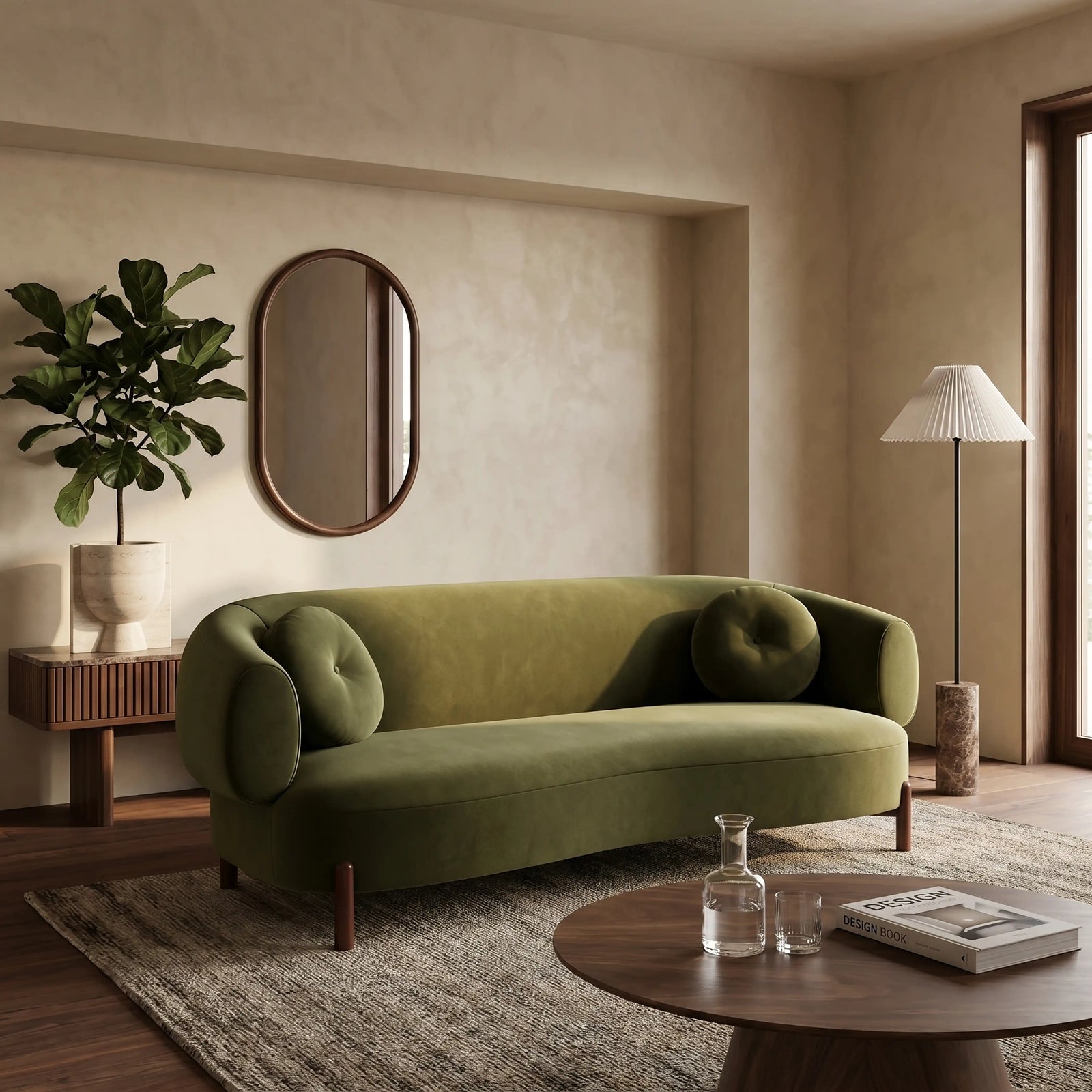 Hallfield 3 Seater Sofa | Moss Green Sustainable Mohair Velvet