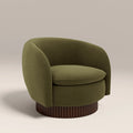 Viva Swivel Armchair | Moss Green Sustainable Mohair Velvet & Walnut