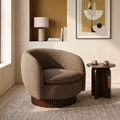 Viva Swivel Armchair | Speckled Cappuccino Boucle & Walnut