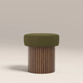 Alexis Storage Pouffe | Moss Green Sustainable Mohair Velvet & Walnut