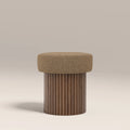Alexis Storage Pouffe | Speckled Cappuccino Boucle & Walnut