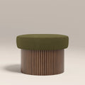 Alexis Storage Footstool | Moss Green Sustainable Mohair Velvet & Walnut