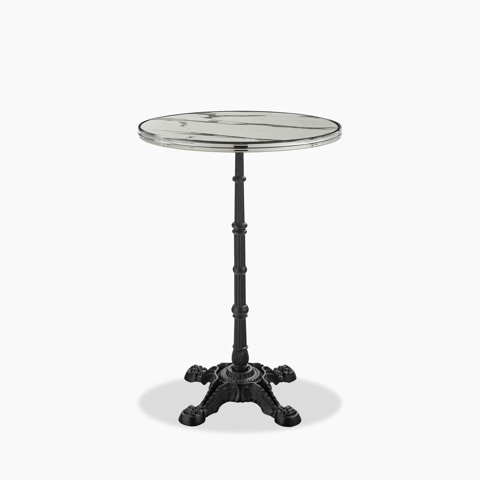 Parisian Style Flat Auto-Adjust Bar Table | White Marble & Chrome