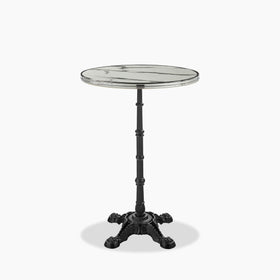Parisian Style Flat Auto-Adjust Bar Table | White Marble & Chrome