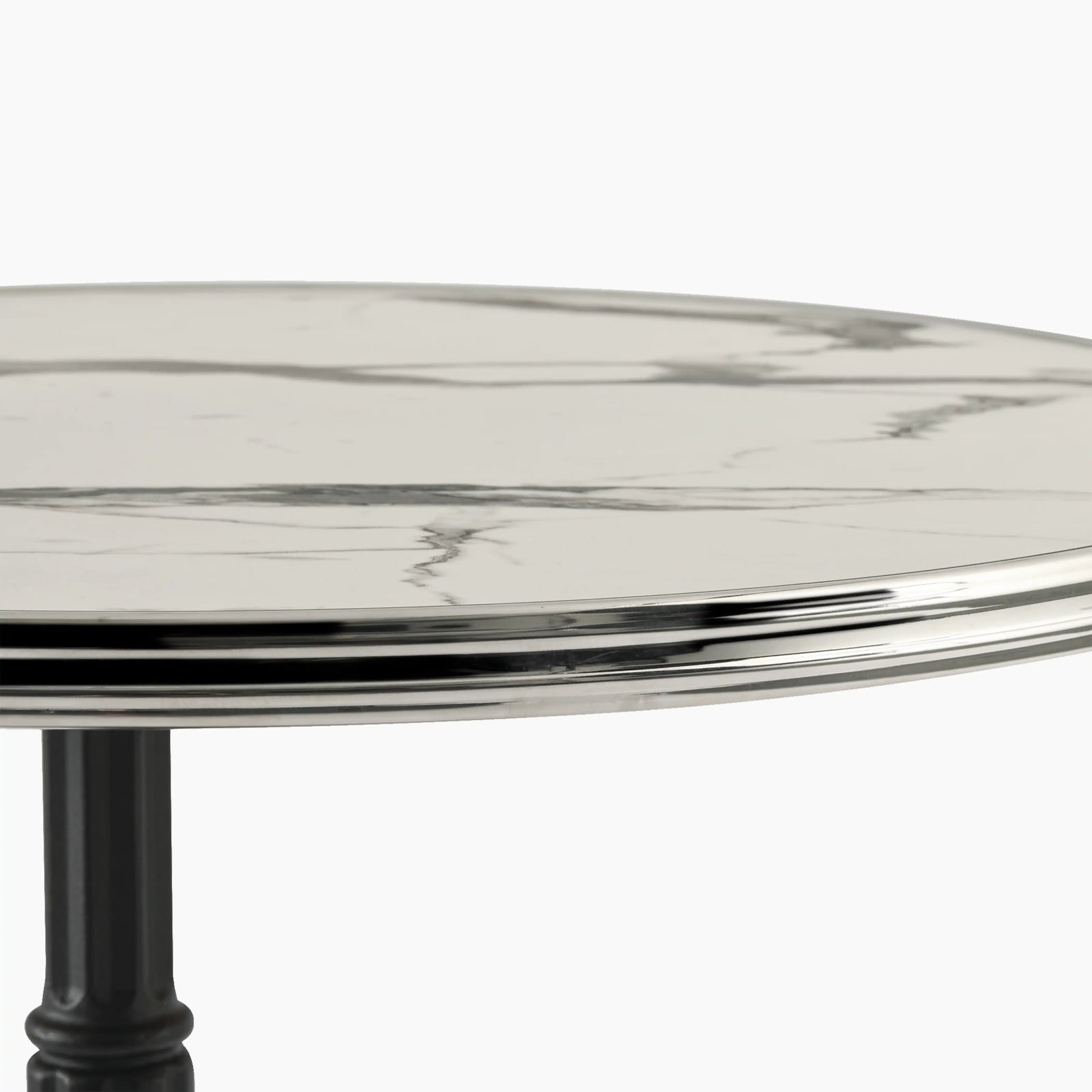 Parisian Style Flat Auto-Adjust Bar Table | White Marble & Chrome