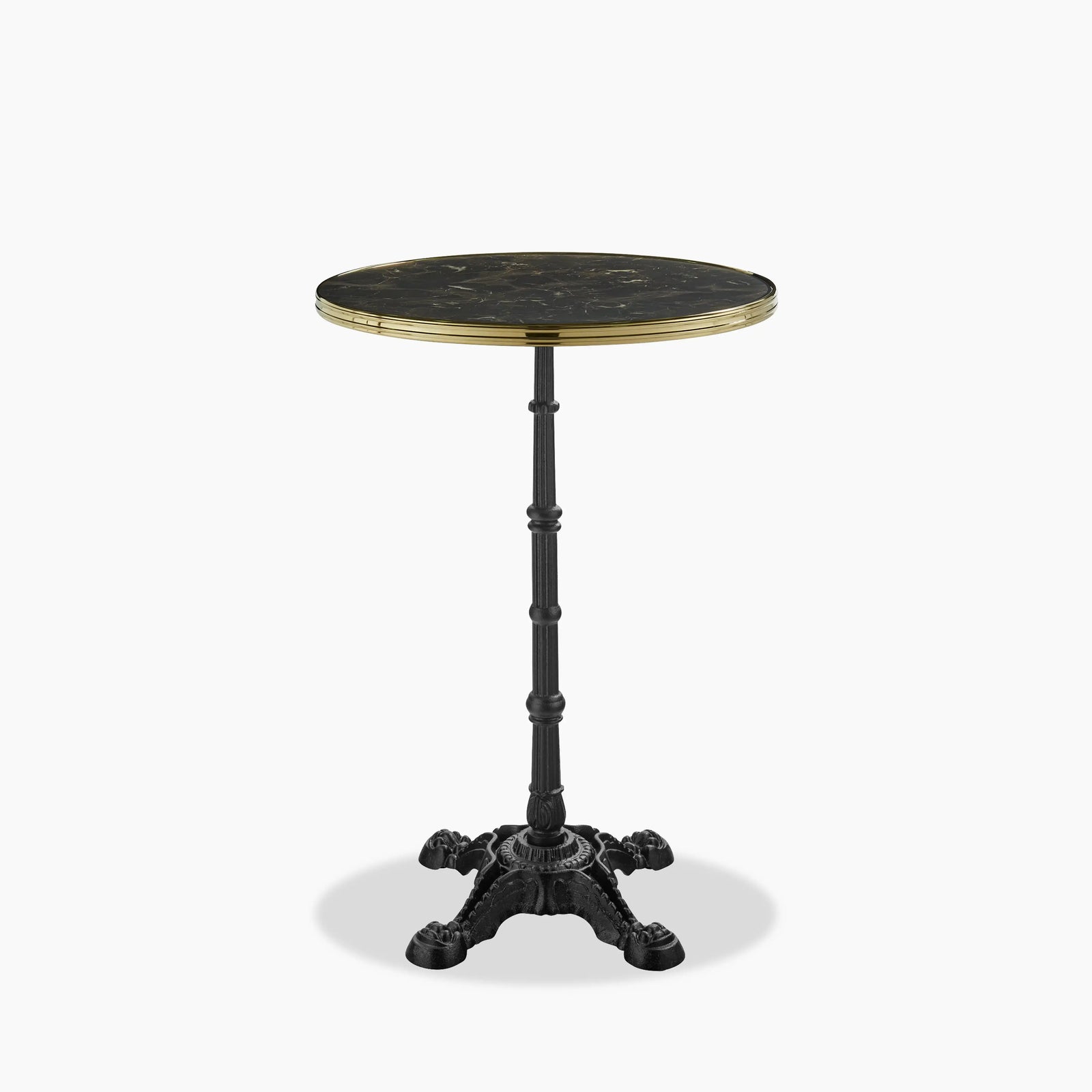 Parisian Style Flat Auto-Adjust Bar Table | Brown Marble & Brass