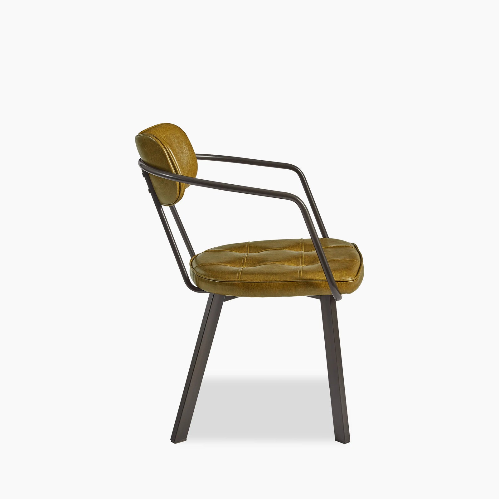 Algora Carver Dining Chair | Vintage Gold Faux Leather & Gunmetal