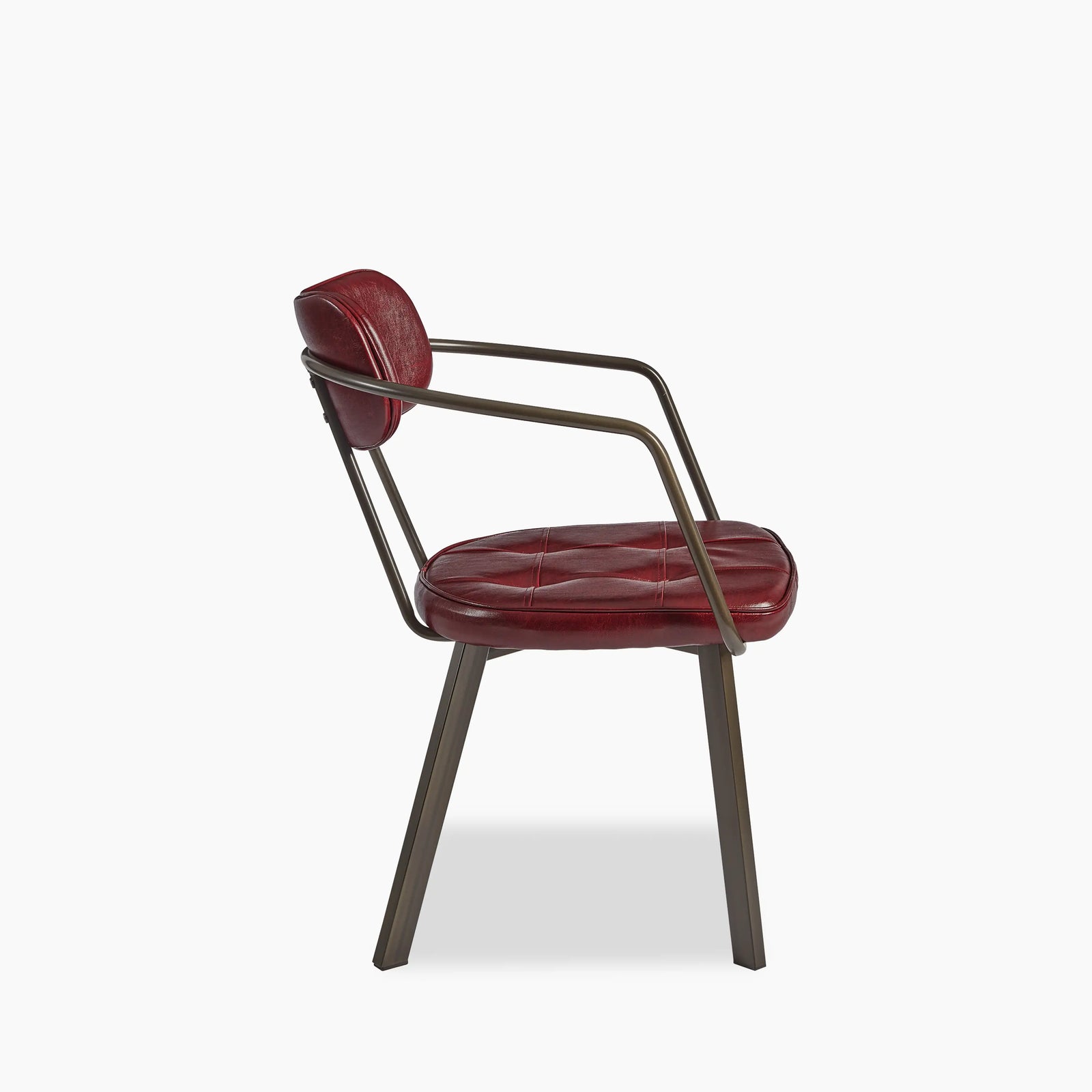 Algora Carver Dining Chair | Vintage Red Faux Leather & Gunmetal