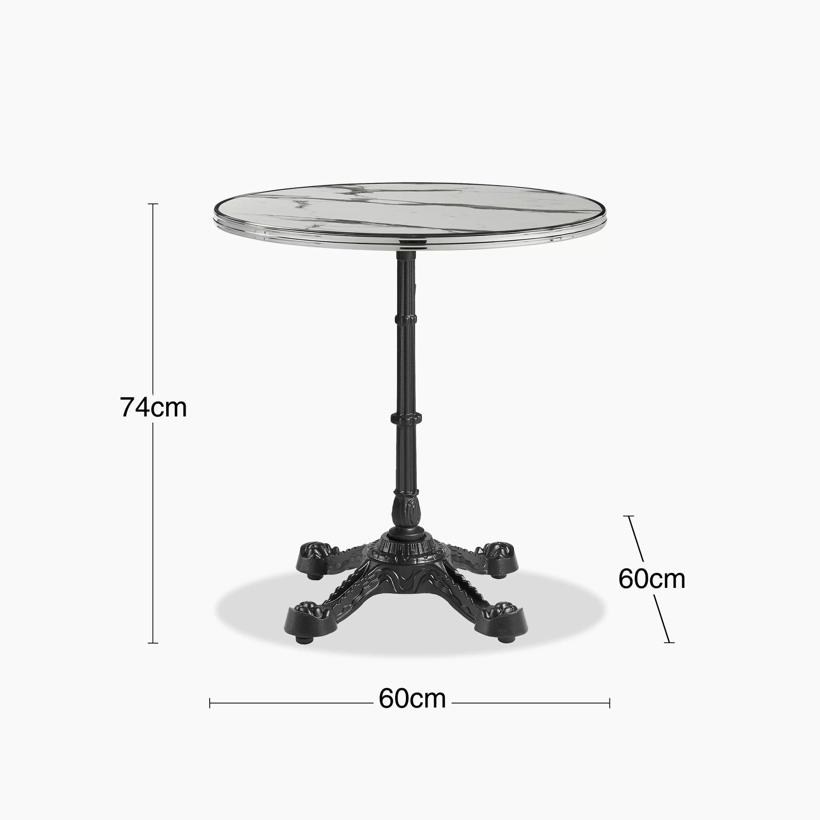 Parisian Style Flat Auto-Adjust Dining Table | White Marble & Chrome