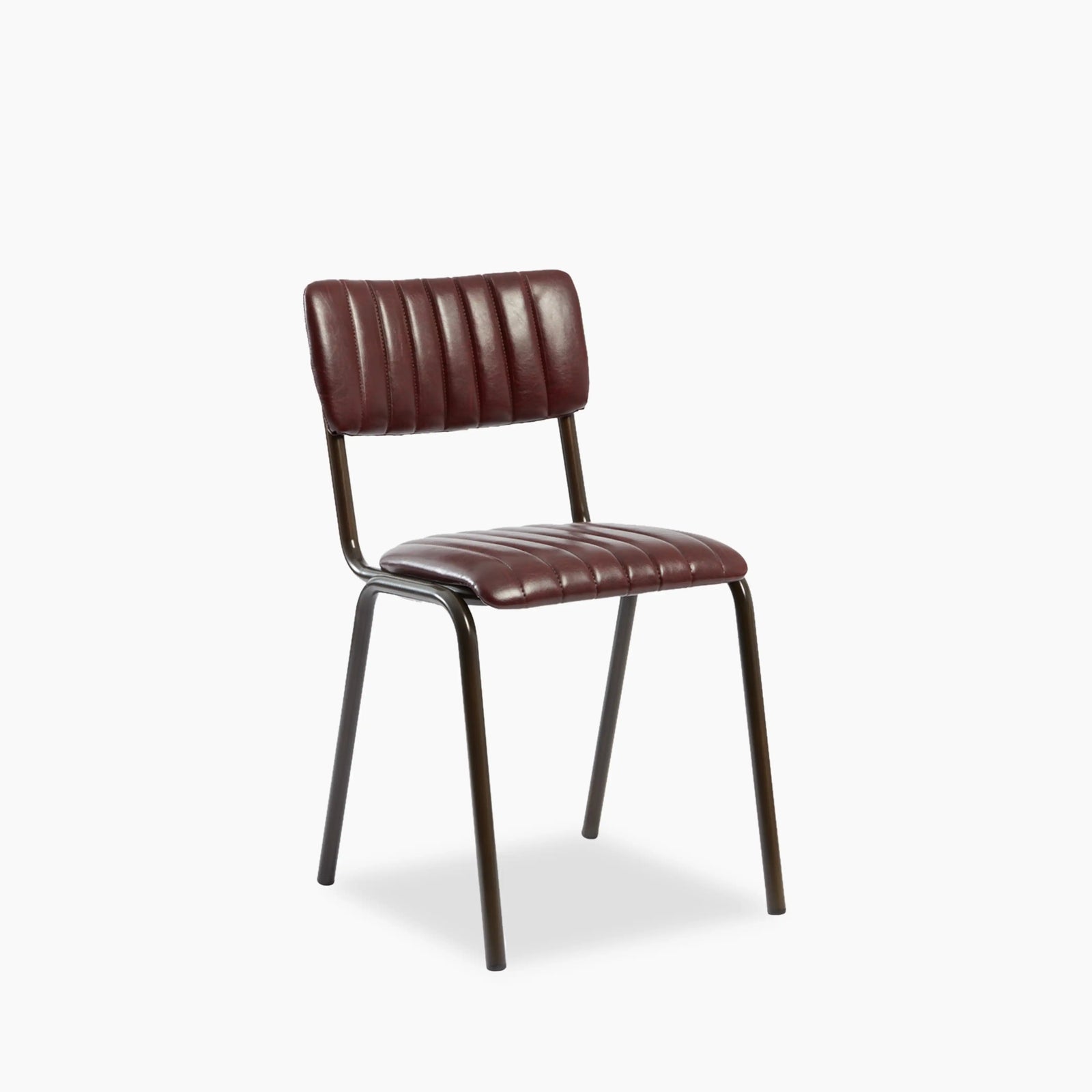 Gibson Stackable Dining Chair | Vintage Red Faux Leather & Black