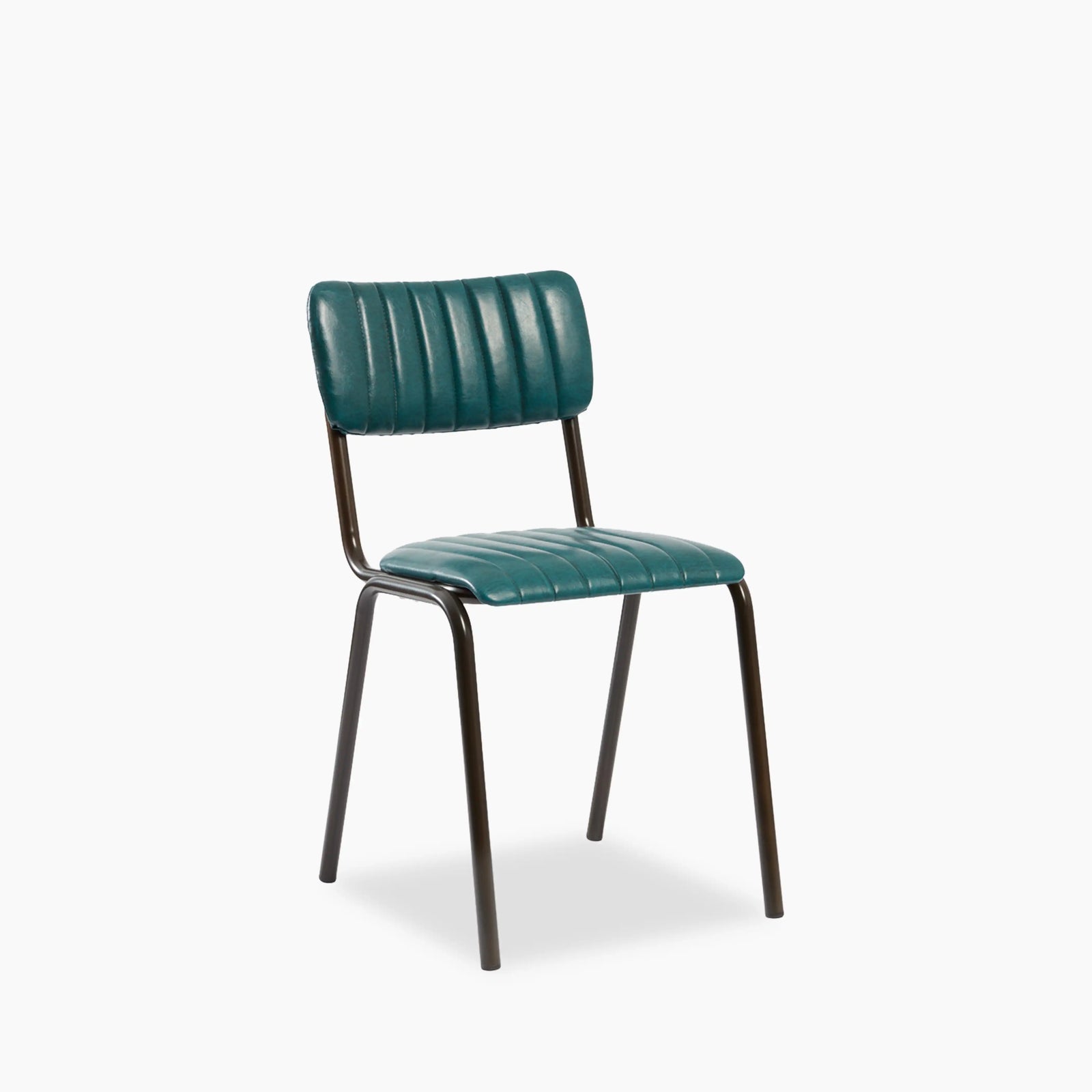 Gibson Stackable Dining Chair | Vintage Tan Faux Leather & Black