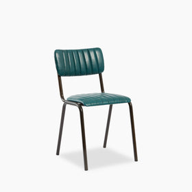 Gibson Stackable Dining Chair | Vintage Tan Faux Leather & Black