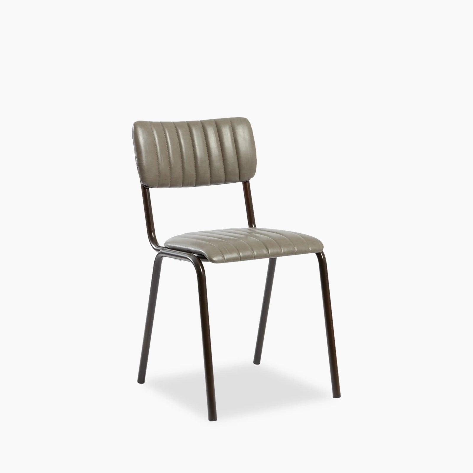 Gibson Stackable Dining Chair | Vintage Dark Grey Faux Leather & Black
