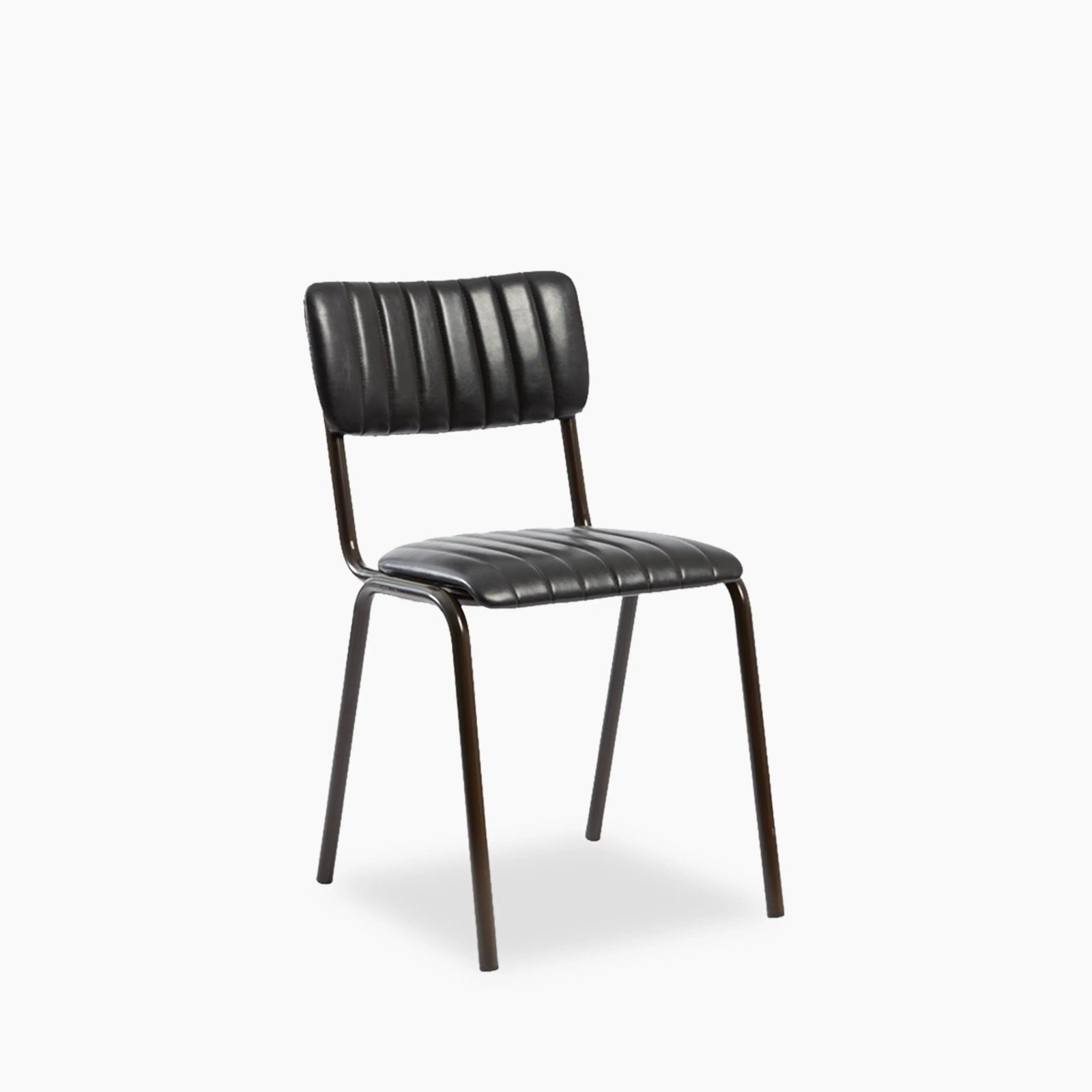 Gibson Stackable Dining Chair | Vintage Black Faux Leather & Black