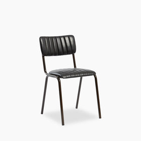 Gibson Stackable Dining Chair | Vintage Black Faux Leather & Black