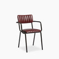 Gibson Stackable Carver Dining Chair | Vintage Red Faux Leather & Black