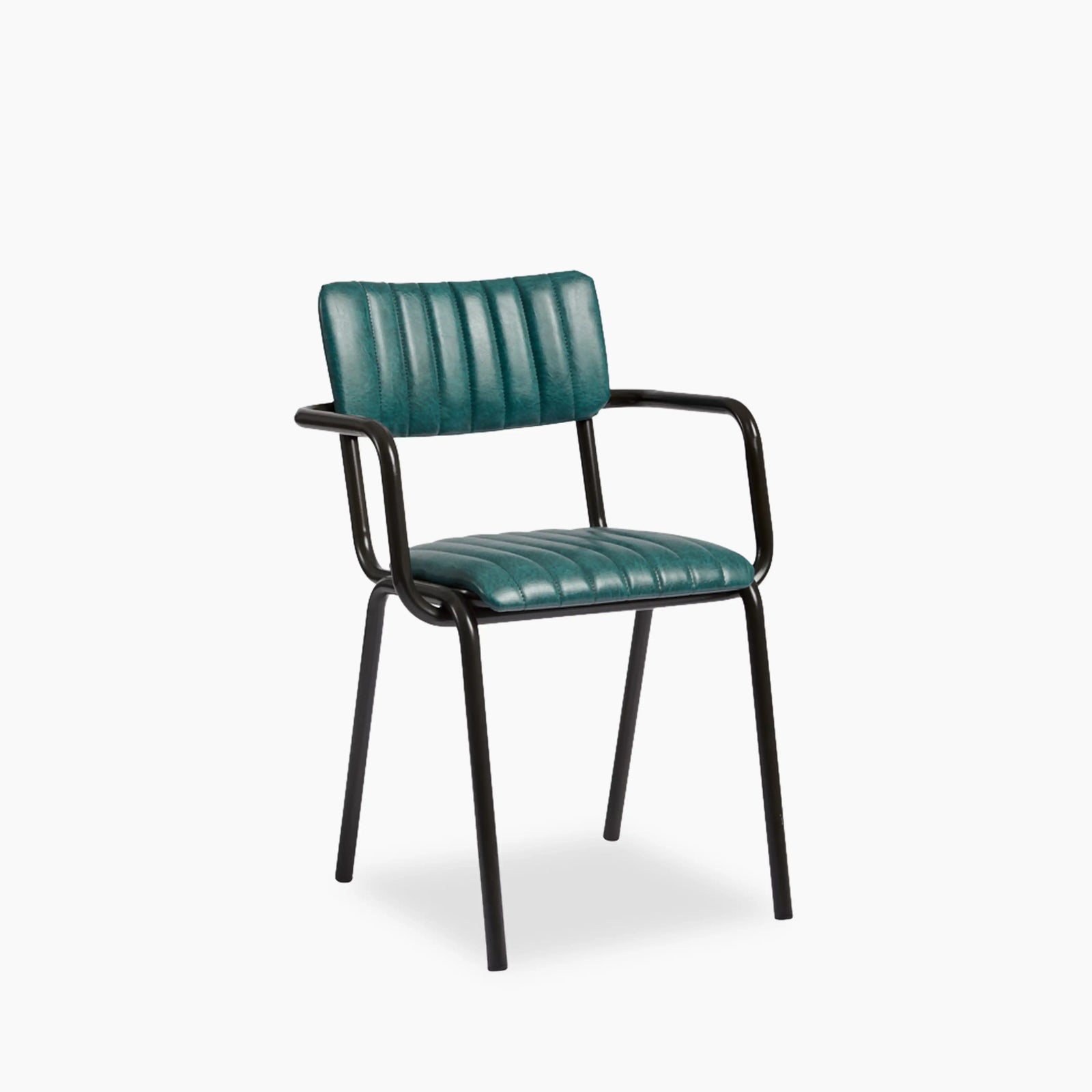 Gibson Stackable Carver Dining Chair | Teal Faux Leather & Black