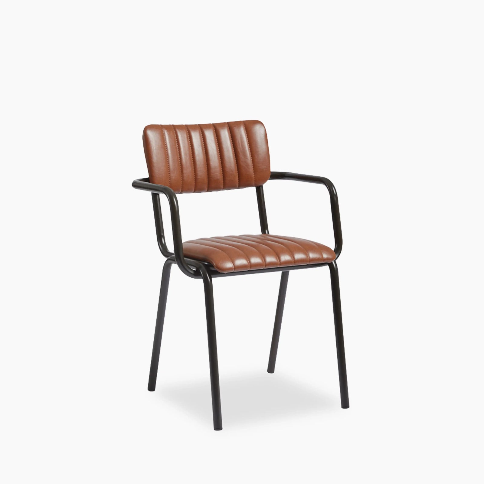 Gibson Stackable Carver Dining Chair | Vintage Tan Faux Leather & Black