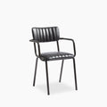 Gibson Stackable Carver Dining Chair | Vintage Black Faux Leather & Black