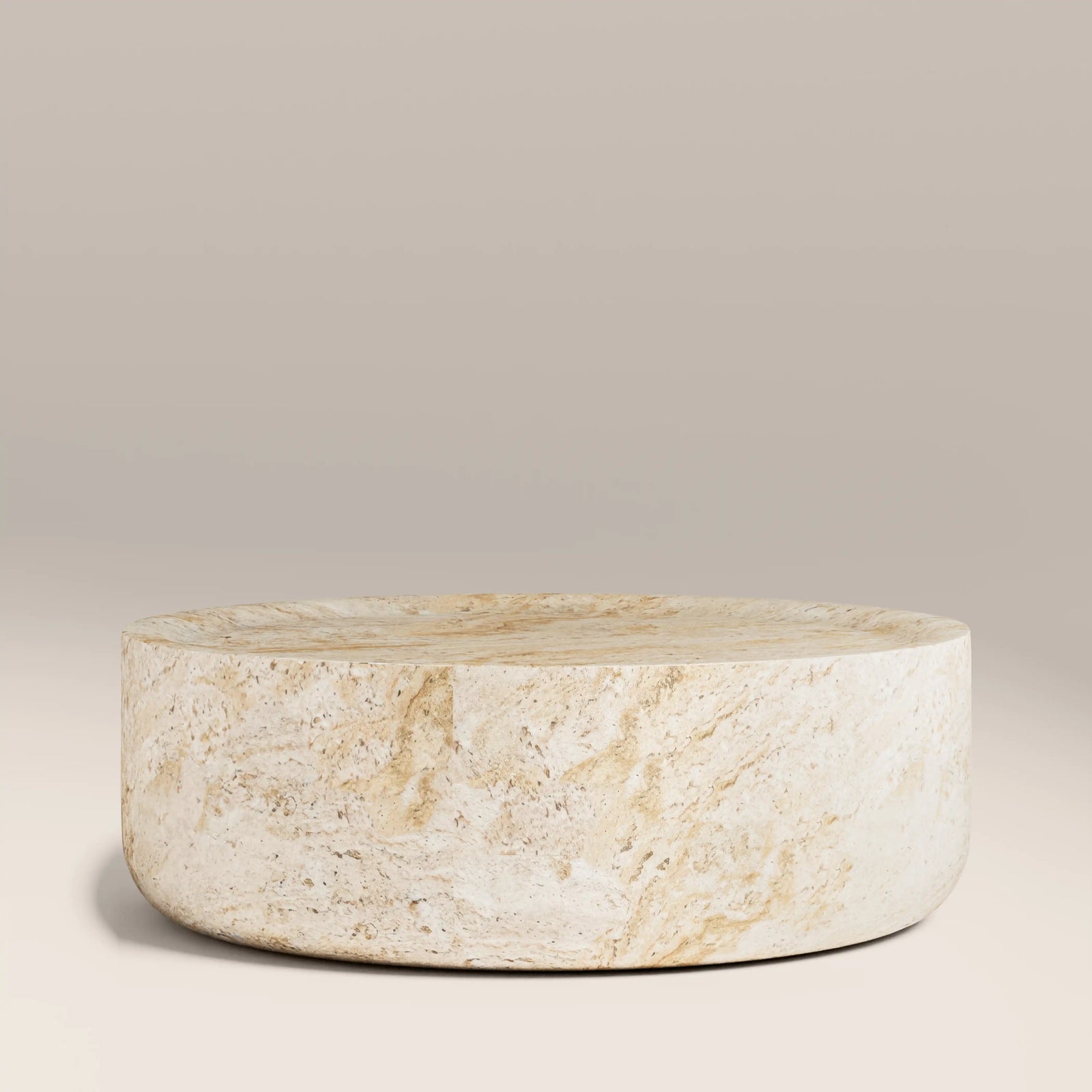 Ingrid Round Coffee Table | Natural Travertine Effect