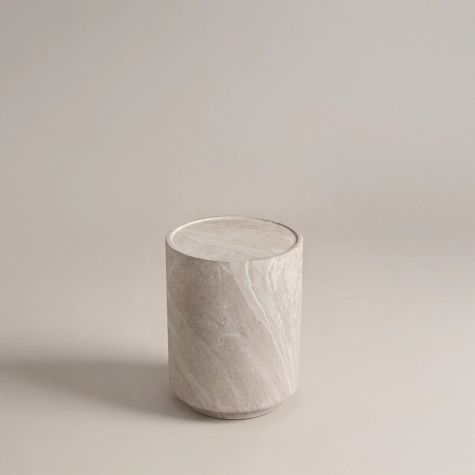 Ingrid Round Side Table | Light Grey Stone Effect