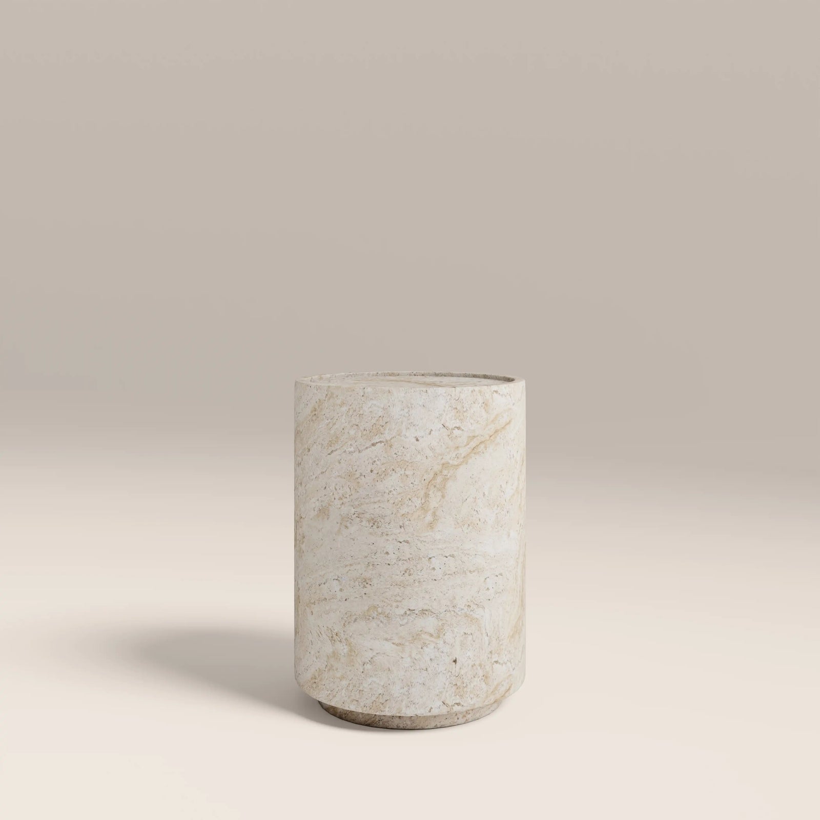 Ingrid Round Side Table | Natural Travertine Effect