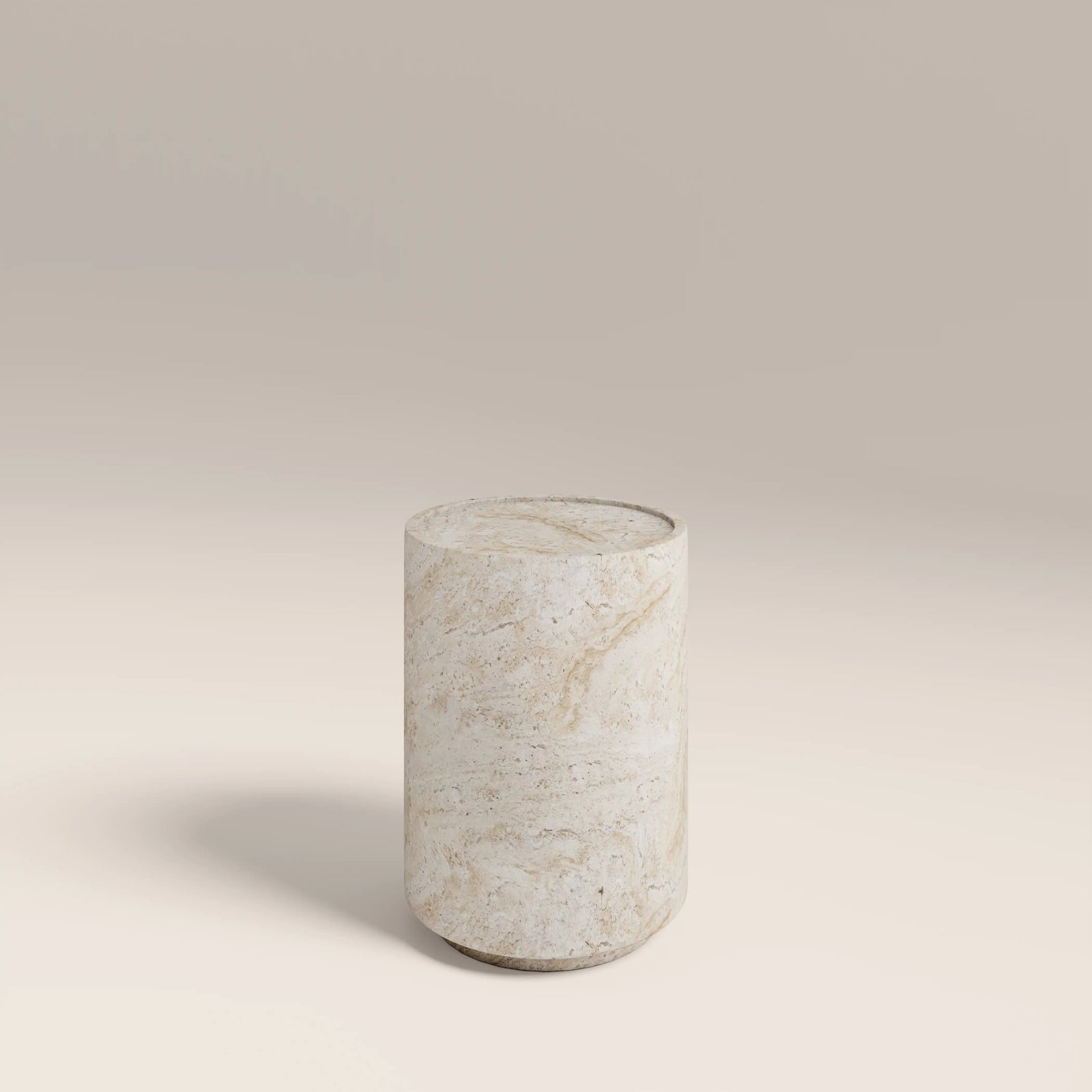 Ingrid Round Side Table | Natural Travertine Effect