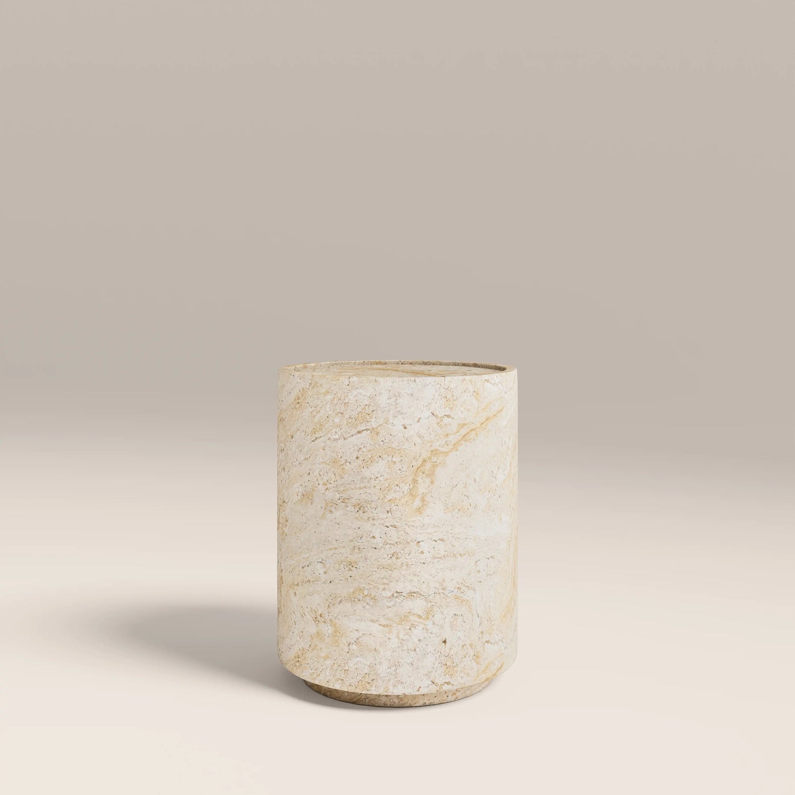 Ingrid Round Side Table | Natural Travertine Effect
