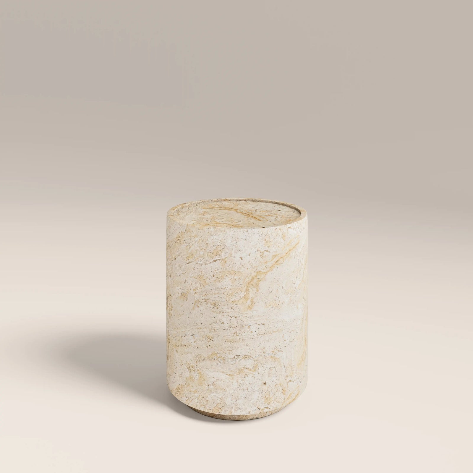 Ingrid Round Side Table | Natural Travertine Effect