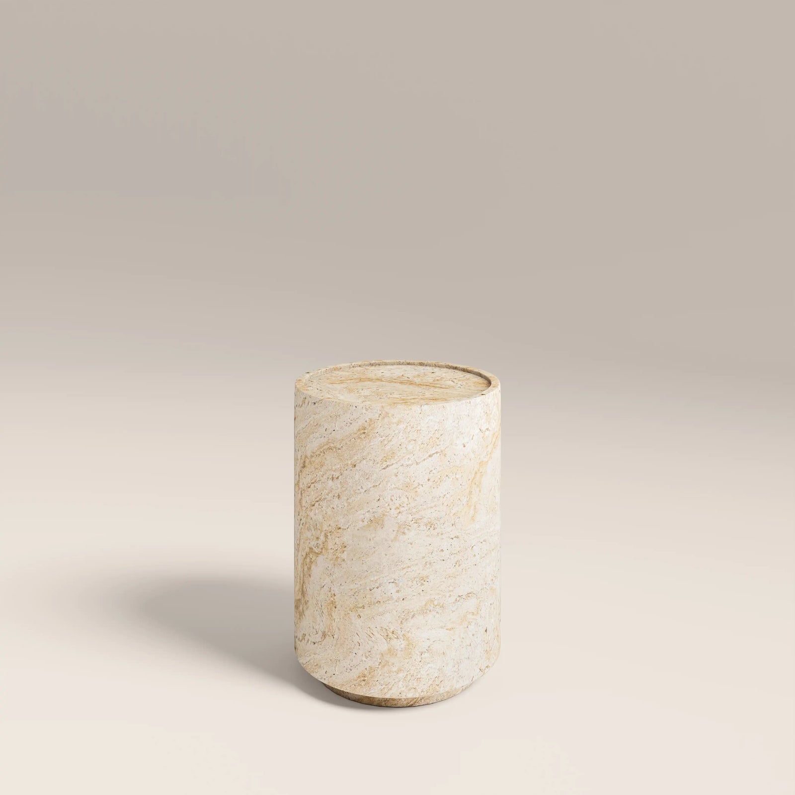Ingrid Round Side Table | Natural Travertine Effect