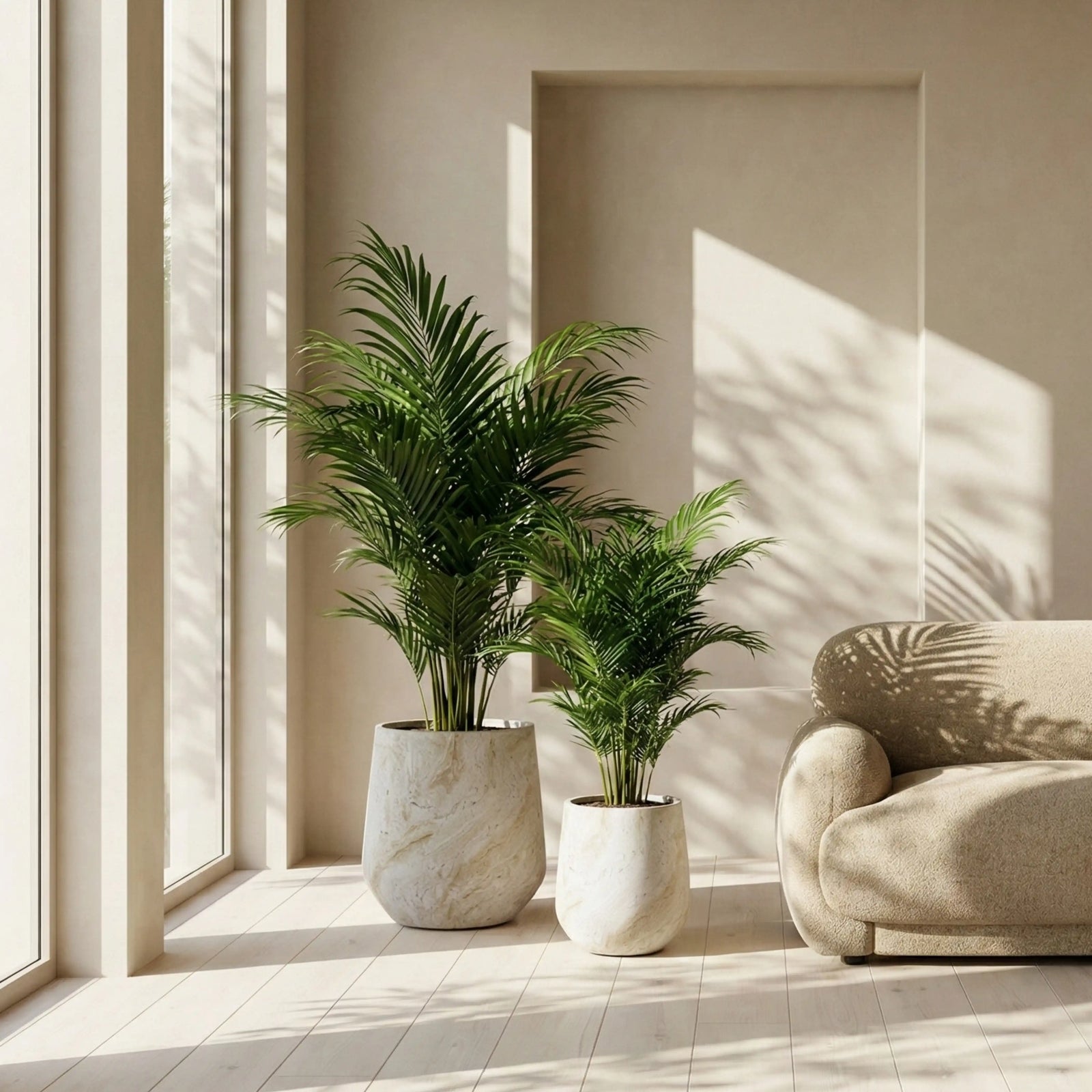 Marple Indoor/Outdoor Set of 2 Planters | Natural Travertine Effect