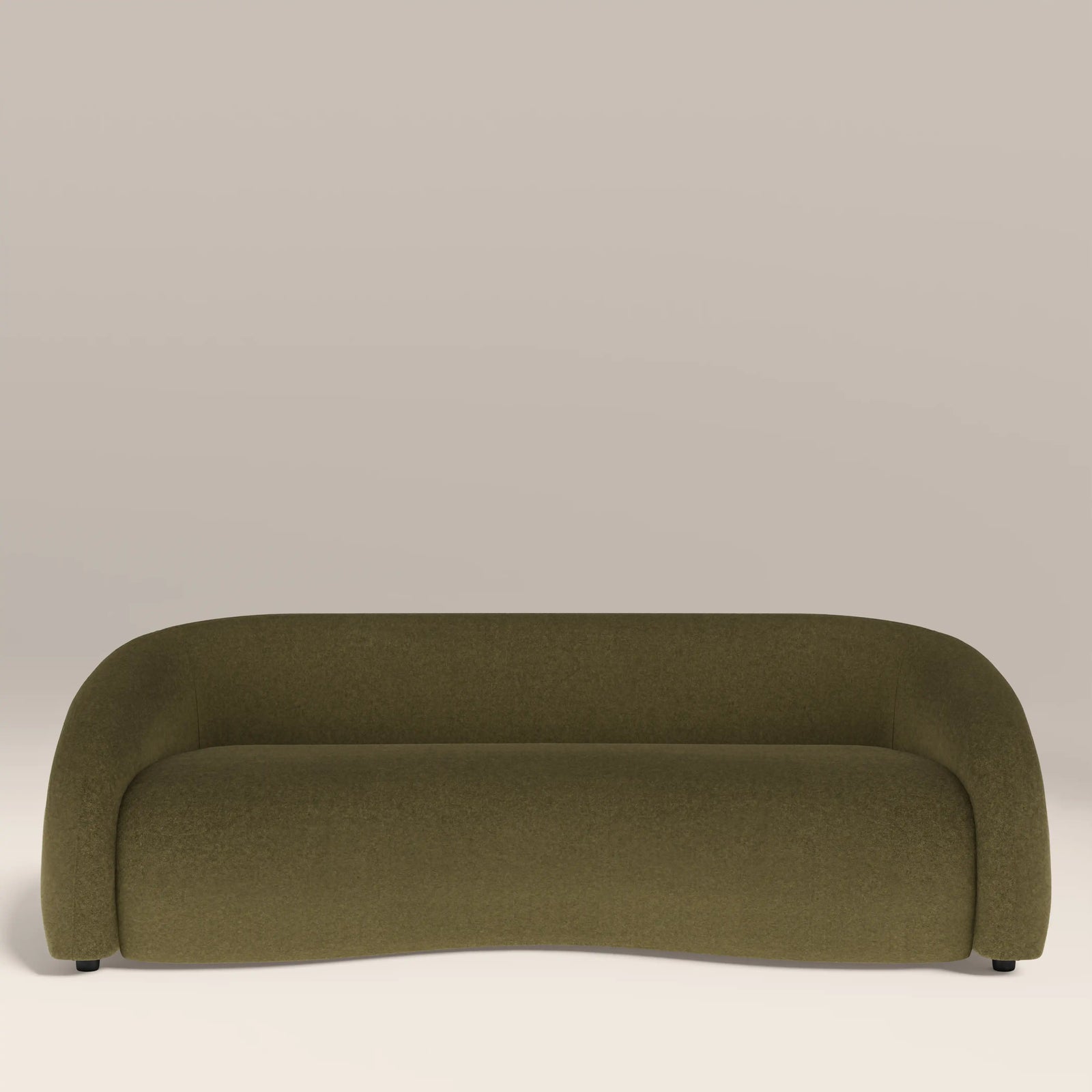 Chaplin 3 Seater Sofa | Moss Green Sustainable Mohair Velvet & Walnut