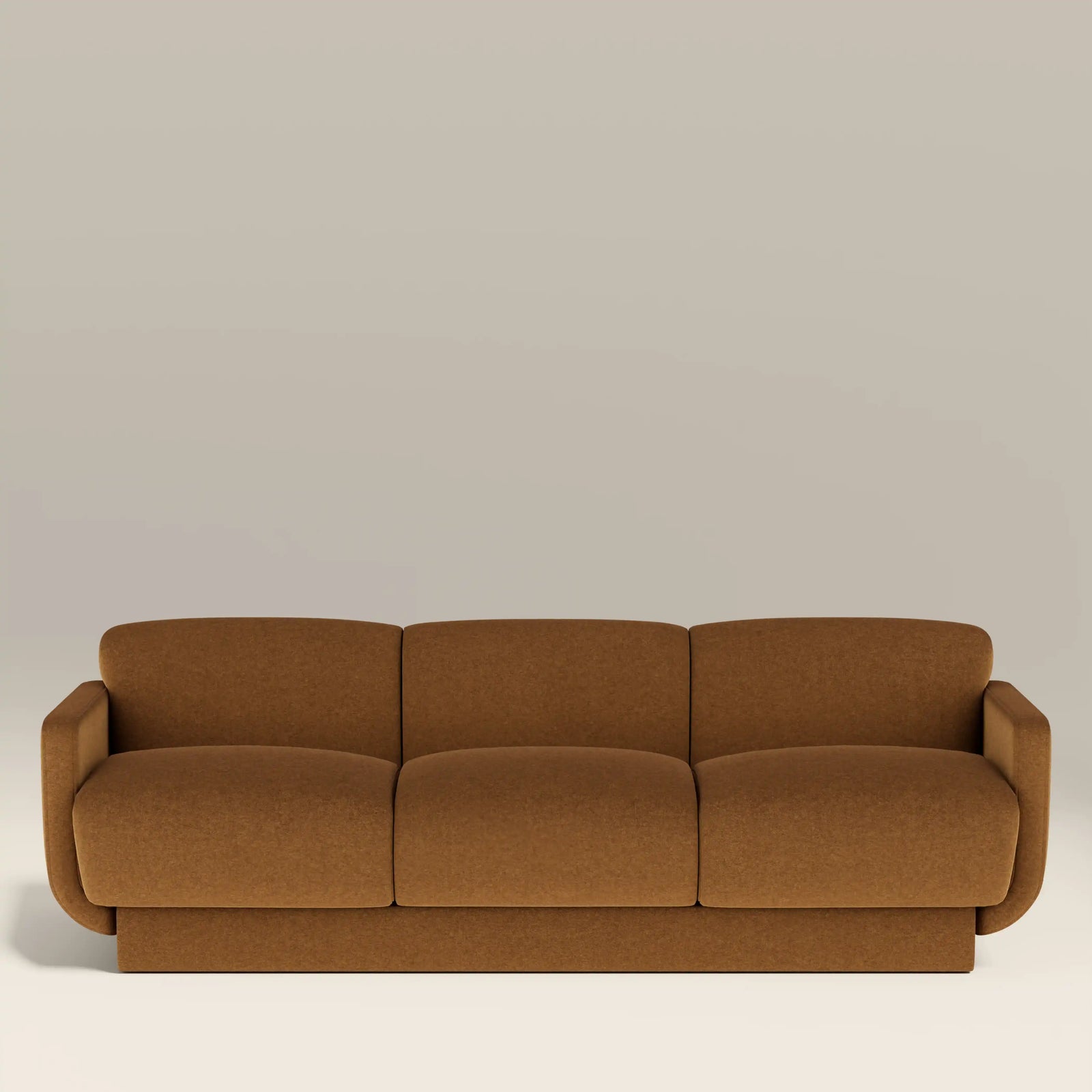 Connick 3 Seater Sofa | Caramel Brown Sustainable Mohair Velvet