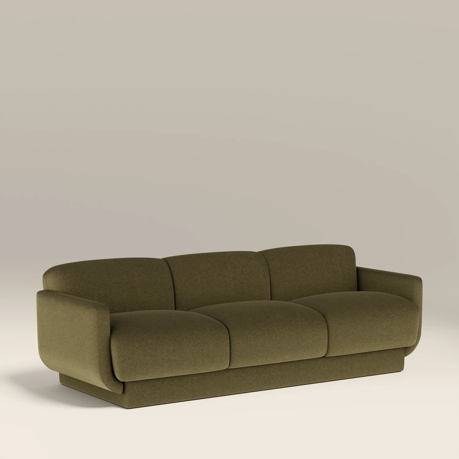 Connick 3 Seater Sofa | Moss Green Sustainable Mohair Velvet