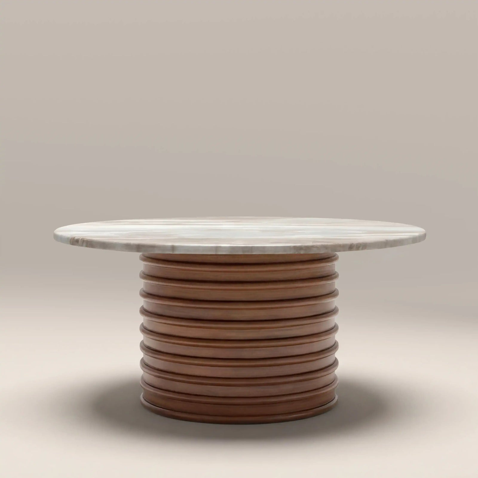Dita Round Coffee Table | French Riviera Honed Marble & Walnut