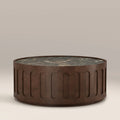 Juno Round Coffee Table | Emperador Brown Honed Marble & Walnut