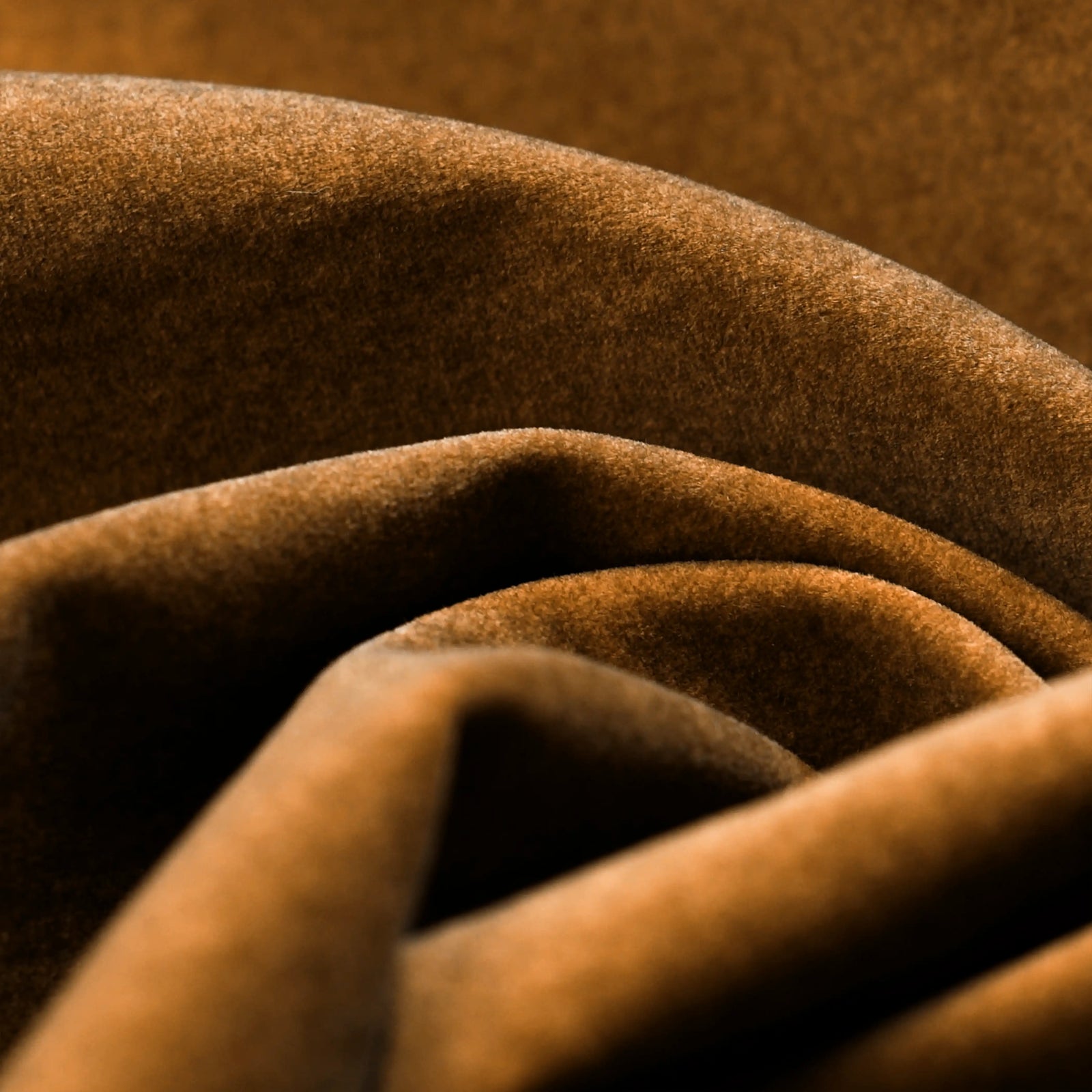 Marie Footstool | Caramel Sustainable Mohair Velvet & Burl Wood
