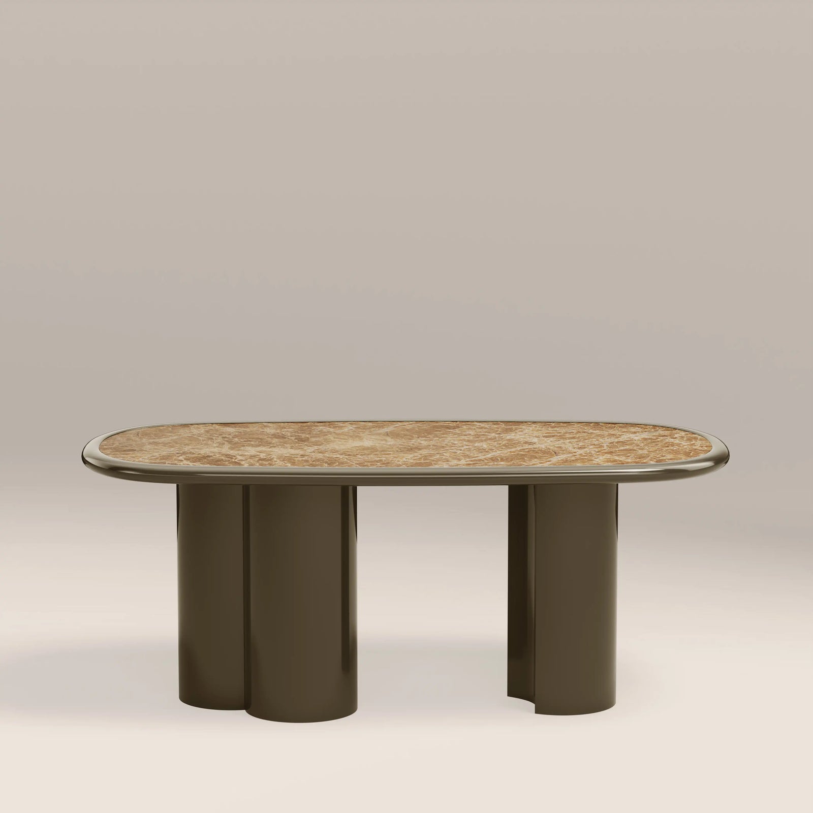 Carson 6 Seat Rectangle Dining Table |  Cappuccino Marble & High Gloss Clay Green