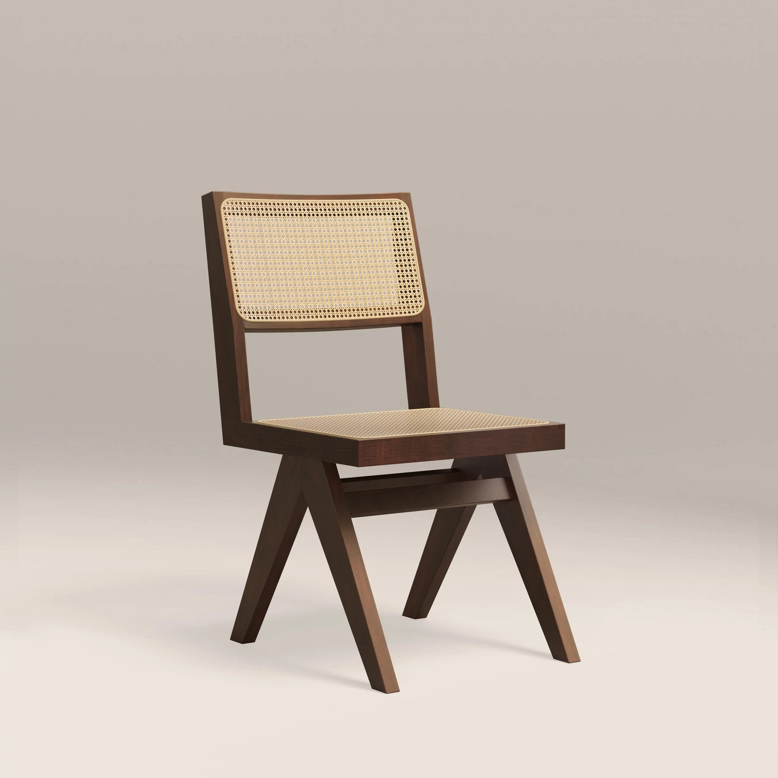 Cary Wooden Dining Chair | Natural Cane & Walnut