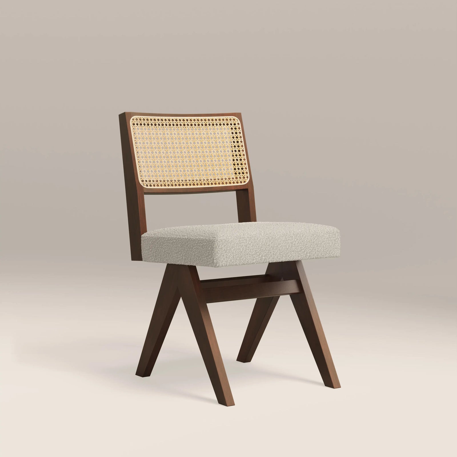 Cary Wooden Dining Chair | Speckled Stone Sustainable Boucle & Walnut